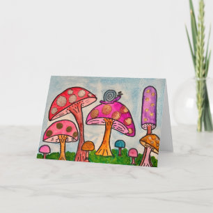 Watercolor of Whimsical Mushrooms Card