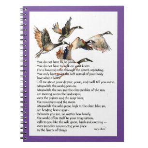 watercolor of wild geese + mary oliver poem notebook