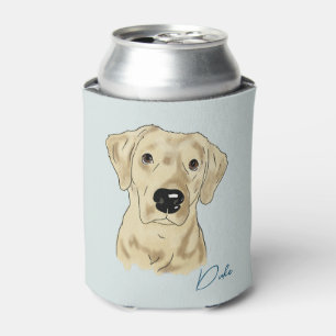 watercolor of Yellow Lab on can cooler