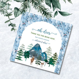 Watercolor oh deer baby boy shower thank you card