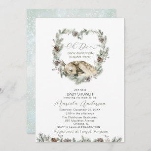 Watercolor Oh Deer Baby Shower  Invitation