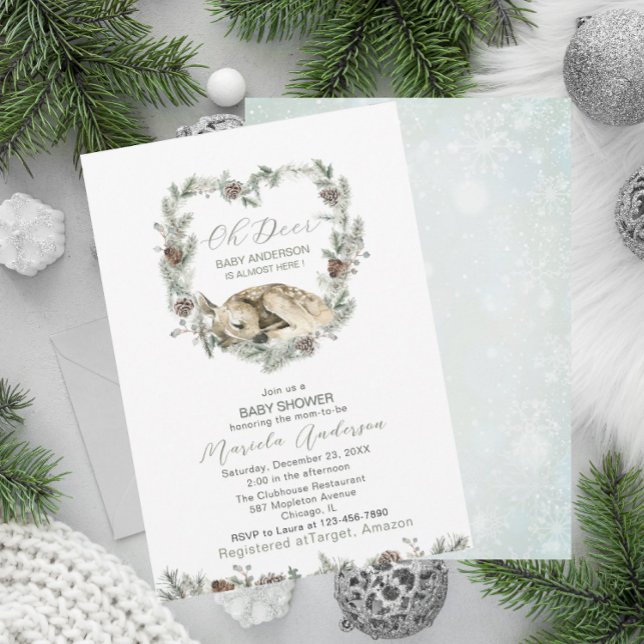  Watercolor Oh Deer Baby Shower  Invitation (Creator Uploaded)