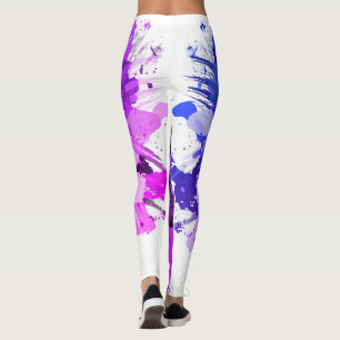 Watercolor Oil Paint Pink Blue canvas Brush Leggings