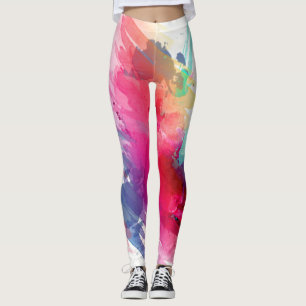 Watercolor Oil Paint Rainbow colours canvas Brush Leggings