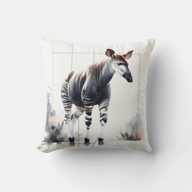 Watercolor Okapi AREF285 - Watercolor Cushion (Front)