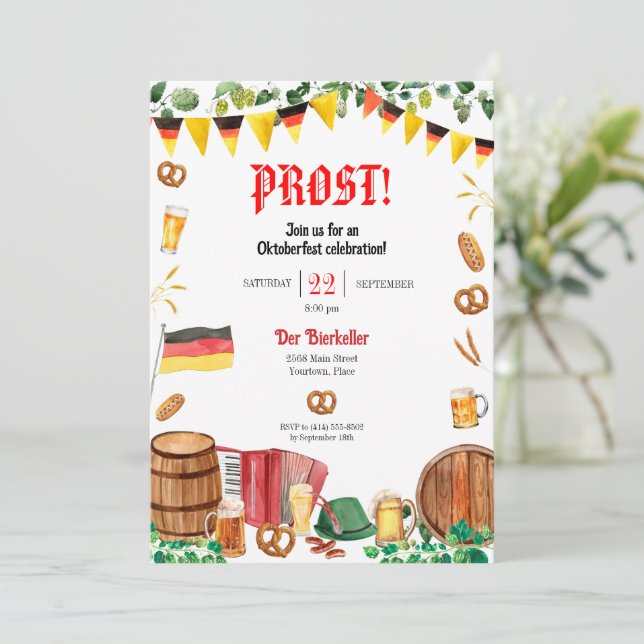 Watercolor Oktoberfest German Party Announcement (Standing Front)