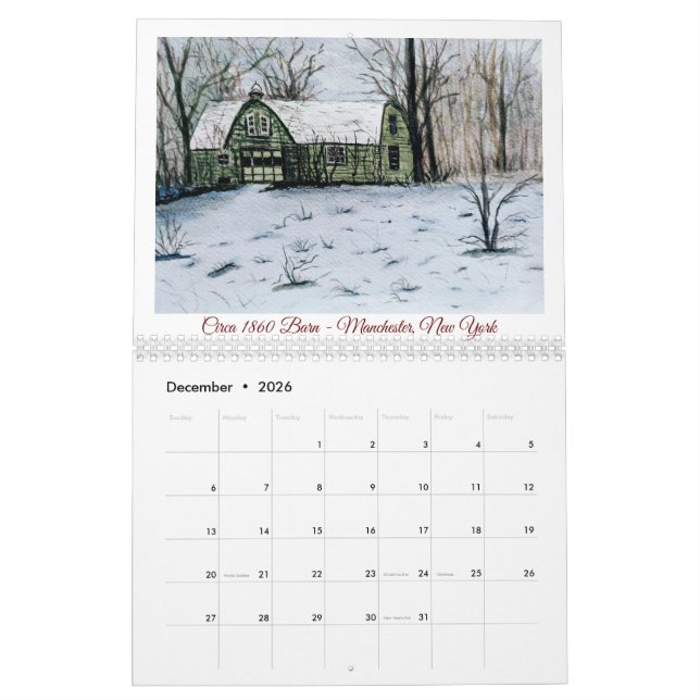 Watercolor Old Barns Calendar (Dec 2026)