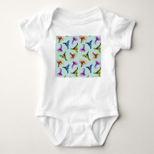 Watercolor old hats: blue background. baby bodysuit