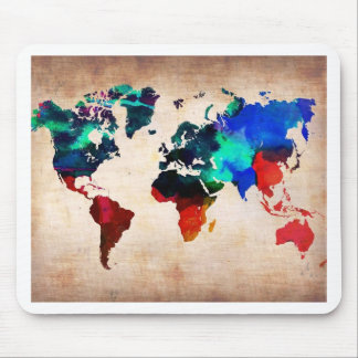 Watercolor old world map cute mouse pad