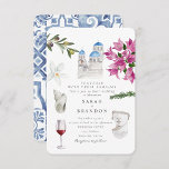 Watercolor Olive Blue tile Greece Wedding  Invitation<br><div class="desc">Watercolor Olive Citrus Santorini Blue Tile Mediterranean</div>