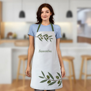 Watercolor Olive Branch Apron