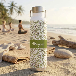 Watercolor Olive Branch Botanical Sage Green Water Bottle
