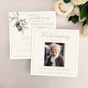 Watercolor Olive Branch Celebration of Life Invitation