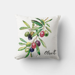 Watercolor Olive Branch Cushion