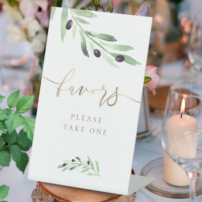 watercolor olive branch favours pedestal sign (Creator Uploaded)