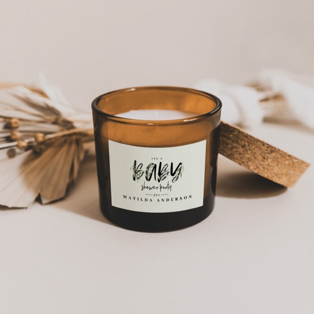 Watercolor olive branch foliage baby shower party rectangular sticker (Creator Uploaded)