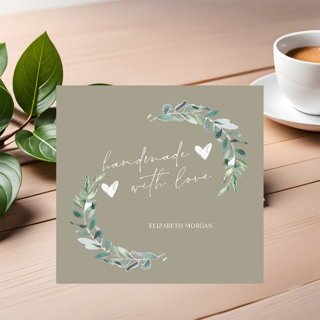 Watercolor Olive Branch,Handmade Square Business Card (Creator Uploaded)