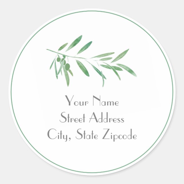 'Watercolor Olive Branch'  Labels (Front)