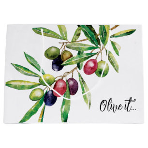 Watercolor Olive Branch Large Gift Bag