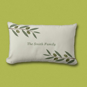 Watercolor Olive Branch Lumbar Cushion