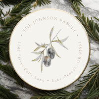 Watercolor Olive Branch Return Address