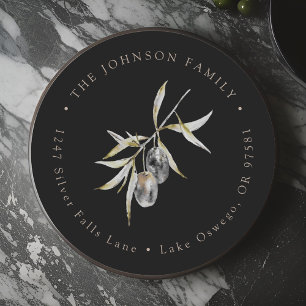 Watercolor Olive Branch Return Address Classic Round Sticker