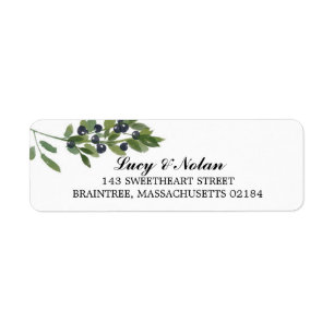 Watercolor Olive Branch   Return Address Label