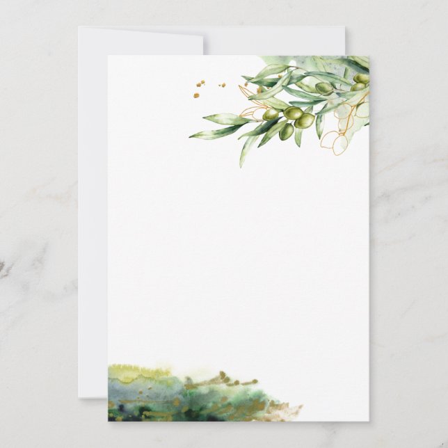 Watercolor Olive Branch Stationery Invitation (Front)