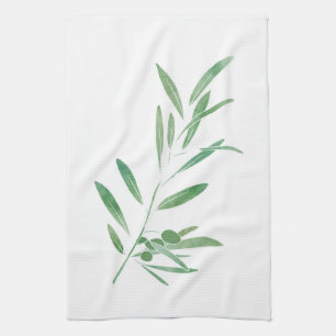 Watercolor Olive Branch Tea Towel