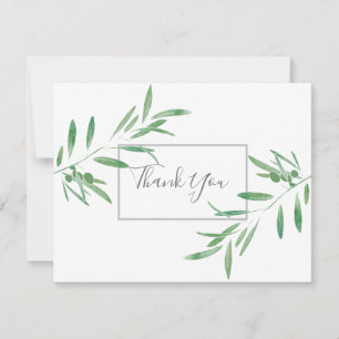 Watercolor Olive Branch Thank You Card