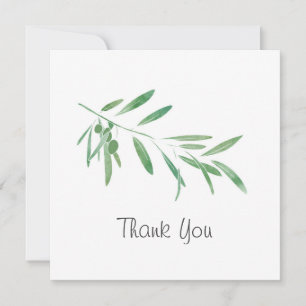 Watercolor Olive Branch Thank You Card