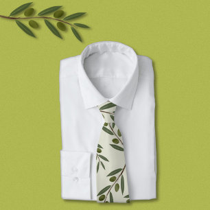 Watercolor Olive Branch Tie