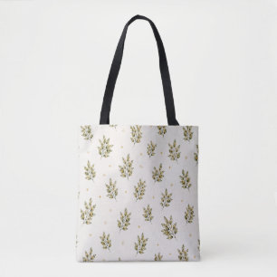 Watercolor Olive Branch Tote Bag Mediterranean B