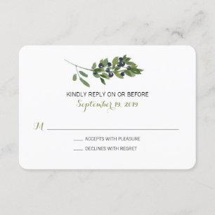 Watercolor Olive Branch Wedding RSVP
