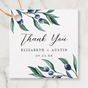 Watercolor Olive Branches Wedding  Favour Tags