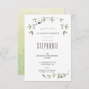 Watercolor Olive leaf vine invitation