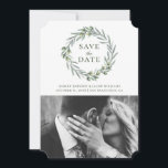 Watercolor olive leaves. Botanical wreath. Italian Save The Date<br><div class="desc">Watercolor olive save the date photo card. Please contact me if you need additional items.</div>