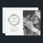 Watercolor olive leaves. Botanical wreath. Italian Save The Date<br><div class="desc">Watercolor olive save the date photo card. Please contact me if you need additional items.</div>