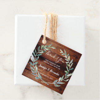 Watercolor olive leaves wood Wedding Thank You Favour Tags