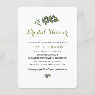 Watercolor Olive Orchard   Bridal Shower Invitation