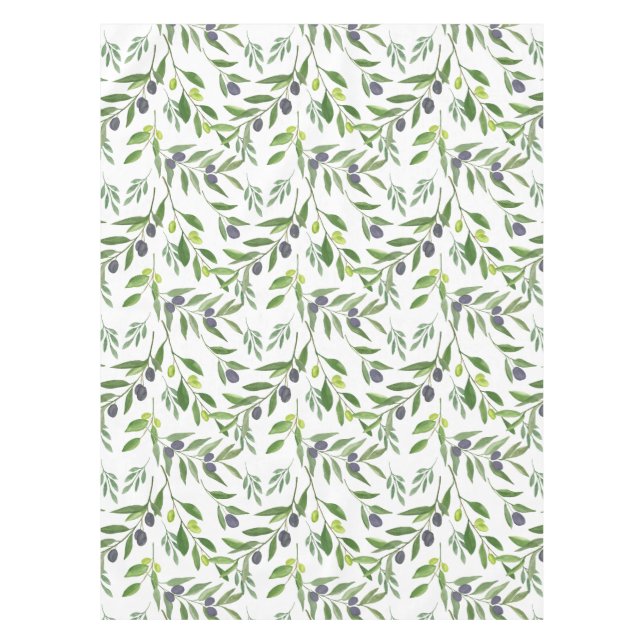 Watercolor Olive Pattern Tablecloth (Front)