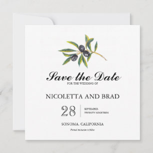 Watercolor Olive Tree Branch   Save the Date