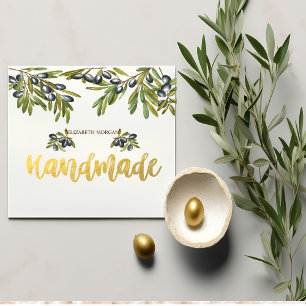 Watercolor Olives Branch,Handmade Square  Square Business Card