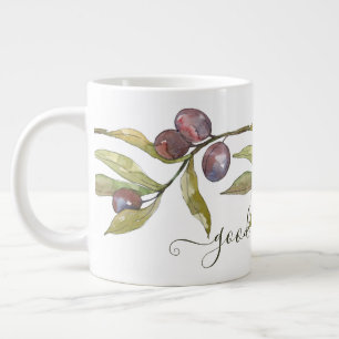 Watercolor Olives, Good Morning Giant Coffee Mug
