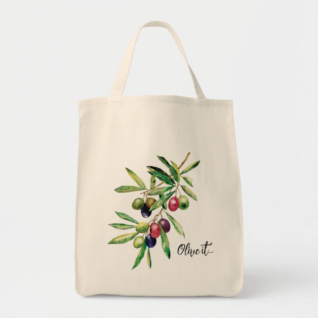 Watercolor Olives Tote Bag (Front)