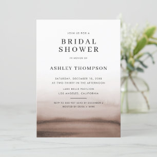 Watercolor Ombre Brown Modern Bridal Shower Invitation