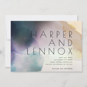 Watercolor Ombre Modern QR Code Save The Date Invitation