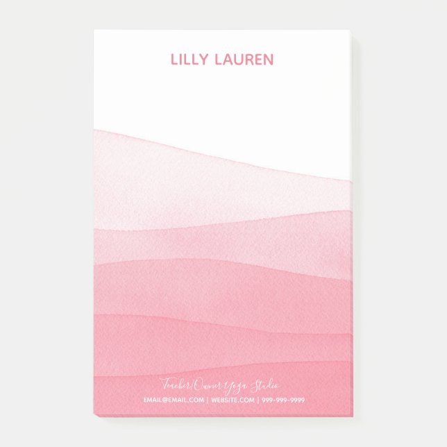 Watercolor Ombre Pink Yoga Studio Yogi Post-it Notes (Front)
