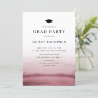 Watercolor Ombre Red Modern Graduation Party