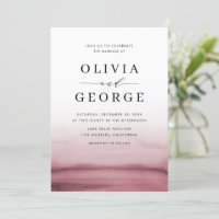 Watercolor Ombre Red Modern Wedding Invitation